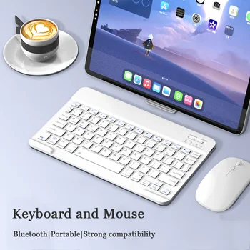 Laetav Juhtmeta Bluetooth-Klaviatuur Set For iPad Vaikne Mini Klaviatuuri Ja Hiire Combo Sülearvuti Windows Android Apple Mac