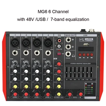MiCWL YAMAH MG6 6 Mikrofoni Kanal Live Audio Mixing Console DJ Mikser 48V Phantom Saada 7 EQ USB TAPE