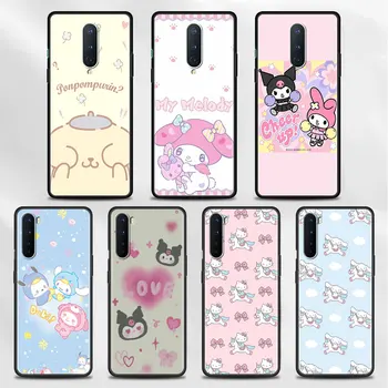 Telefoni Puhul OnePlus 8T Nord 2 9 7 10 8 Pro 9R N10 N20 jaoks Oppo A15 A16 A53 A74 Must Bumper Fundas Hello Kitty Pom Pom Puriin