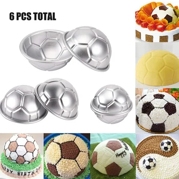 6 Tk Mini Soccer Ball Koogivormi,Alumiinium Cupcake Küpsetamine Kausikestes,Pool Kera Kuju Šokolaadi Puding Väike Hallitus Kaunistus 1