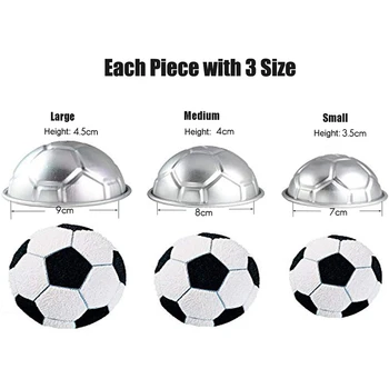 6 Tk Mini Soccer Ball Koogivormi,Alumiinium Cupcake Küpsetamine Kausikestes,Pool Kera Kuju Šokolaadi Puding Väike Hallitus Kaunistus 4