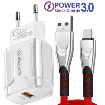 18W USB-kiirlaadija Kiire Laadimine 3.0 Telefoni Laadija 5A-Kaabel USB-Laadija QC 3.0 Xiaomi Poco X3 M3 Samsung S20 Au 10X Lite