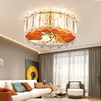 2021 uues valguses luxury crystal magamistoa lakke lamp soe postmodernistlik lihtne elutuba lamp emailiga loominguline lamp