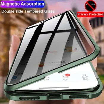 2022 Uued 360 Kraadi Metallist Magnet Klaas Case For iPhone 14 ProMax 14 Max 14Pro 14 High-end Anti-peeping Kate