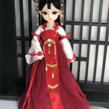 28cm Bjd Nukk 4D Simulatsioon Ripsmed Mitme Ühise Vallas Hiina Stiilis Tüdruk Kostüüm Riided Mannekeeni Kleit Üles Laste Mänguasi Kingitus