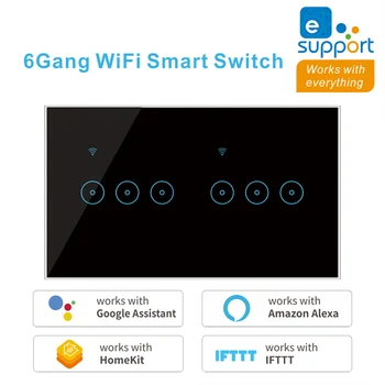 4 5 6 Gang WiFi Smart Switch Tuya Glass Touch Panel Wall Lüliti Traadita Kontrolli Alexa Google ' i Kodu Ühilduv 95-240V AC