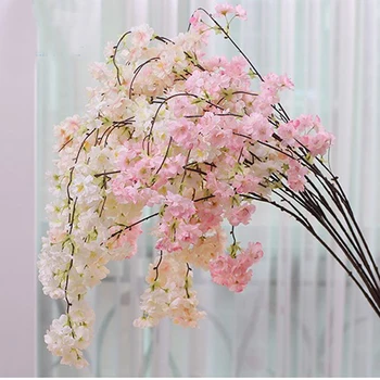 4tk kunstlik Sakura lill viinapuu&kunstlik Sakura Cherry Blossom flowe viinapuu kodu ja pulm teenetemärgi