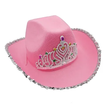 6 Stiile Lääne Stiilis Tiara Roosa Cowgirl Müts Naistele Tüdruk Tiara Cowgirl Müts Kauboi Ühise Põllumajanduspoliitika Puhkus Täiskasvanud Naljakas Kostüüm Pool Müts