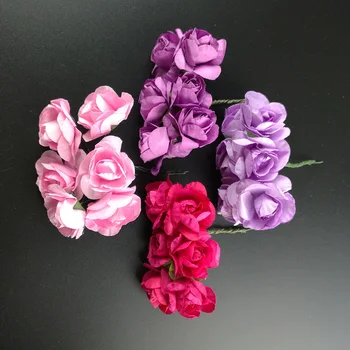 72Pcs/palju 2,5 CM Kunstlik Paber Rhododendron Lilled Mitmevärviline Lille Kimp DIY Käsitöö Pärg Scrapbooking Pulm Teenetemärgid