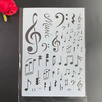 A4 DIY Šabloonid Seina Maali Külalisteraamatusse Värvimine Reljeef Album Dekoratiivne Paber Card Template -, seina-kiri kook muusikaline märkus