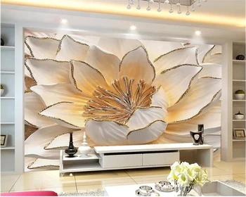 beibehang Custom foto seinamaaling 3d tapeet Kaasaegne minimalistlik lill reljeef-TV taust seina 3D elutoas dekoratiivne pannoo