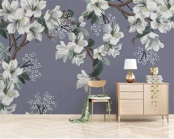 beibehang Kohandatud Taustpildi Magnolia käsitsi maalitud pliiatsi ja lill elutuba, Magamistuba taust seinast Seina Kleebis 3d tapeet