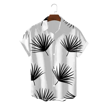 Casual Meeste Havai Särk Mood Suvel Rannas Riided Blusas Jätab Maali Camisa Pluusid Nuppu Üles Chemise Streetwear