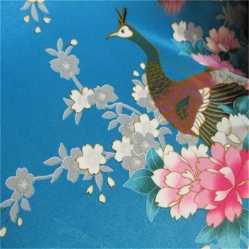 CF550 Hele Sinine Paabulind Brocade Jacquard Fabric Traditsioonilised Hiina Pulmad Cheongsam Qipao Riie Mulberry Silk DIY Materjali