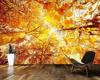De Papel parede Sügisel kuldsed puud loodusliku maastiku 3d lae tapeet,elutoas, magamistoas seina paberid home decor seinamaaling