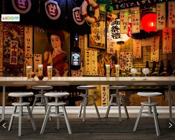 De Papel paredel joonistatud jaapani naine jaapani restoranis, elutuba, köök restoran tapeet kodu kaunistamiseks