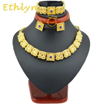 Ethlyn kuld Eritrea ehete komplekti kulla Värvi kett/käevõru/rõngas/kõrvarõngas ehted komplektid Etioopia & Eritrea Naiste S281