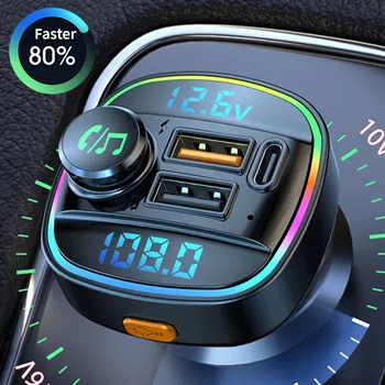 FM-Saatja Bluetooth-Ühilduva Auto MP3 Mängija QC3.0 PD Kiire Laadimine koos LED-märgutuli Käed-Vabad autovarustus Raadio 12-24V Adapter