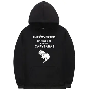 Introvertne Aga Nõus, Et Arutada, Capybaras Logo Print Topp Meeste ja Naiste Mood Lahti Streetwear Tops Meeste Liiga Hupparit
