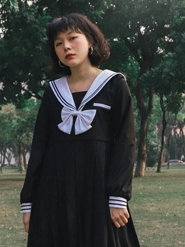 Jaapani üliõpilane magus lolita kleit vintage jk ühtlaselt kõrge vöökoht armas tumesinine, krae victoria kleit kawaii tüdruk, gooti lolita