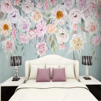 Kaasaegne Minimalistlik Käsitsi Maalitud Akvarell Lilled Pannoo jaoks Taustapildi elutoas TV Diivan Taust Seina Paber Home Decor
