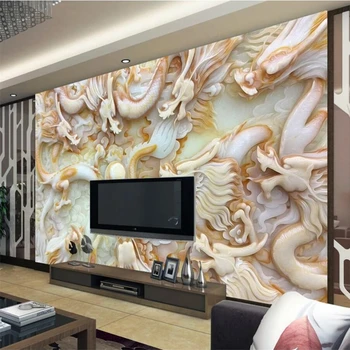 Kohandatud Taustpildi 3D-Suur Foto murals Seina Maalid HD Jade Skulptuur Kowloon Silk TV Taust Seina paber Maalid 3d обои