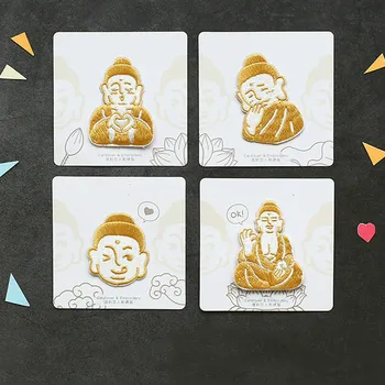 Komplekt 4 Kuld Buddha Naljakas Paik Tikandid Stick kohta Armas Appliques T-särk-Jakid Riided Kleebis Uudsus Märgid