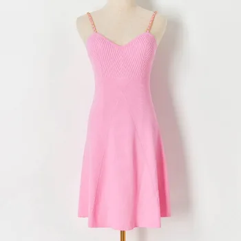 Kootud Kleit Elegantne Naiste Spagetid Rihm V-Kaeluse Backless Seksikas Kleit 2021 Suvel On Line Lühike Mini Kleit
