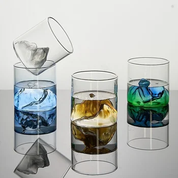 Kui Suur 3D Mäed Jaapani Viski Klaasid vanamoodne, Viski Rock Klaasi Viski klaasi Viina Trummel Veini Cup 180ml 0