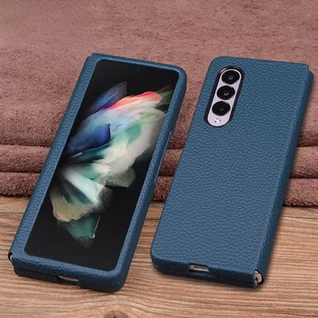 Kõik hinnas Ehtne Nahk Case for Samsung Galaxy Z Murra 3 4 5G Juhul 360 Täielikult Kaitsvat Hinge Kate Galaxy Z Fold4 Juhul