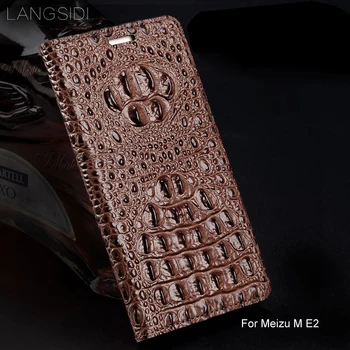 Luksus ehtne nahk klapp telefoni juhul Krokodill tagasi tekstuur ForMeizu M E2 Kõik-käsitöö telefoni puhul