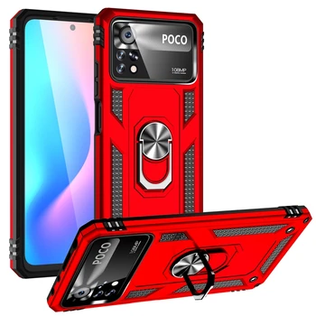 Luksus Põrutuskindel Telefon Puhul Xiaomi Poco X4 Pro 5G Silikoon Kaitseraua Hübriid Puhul Redmi Note11 Metallist Rõngas Kate