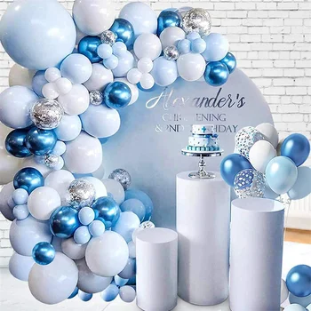 Macaron Sinine Õhupall Vanik Komplekt koos Konfetit Metallist Lateks Õhupallid Lõpetamise Baby Shower, Pulmi, Sünnipäeva Home Decor