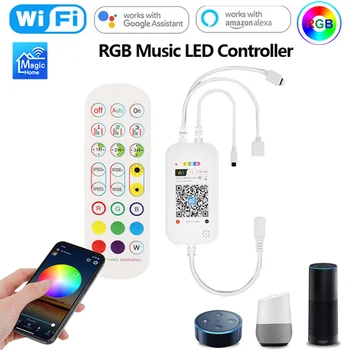 Magic Kodus WiFi RGB Double Juht Music Kontroller LED Riba Valgustus Remote DC12V WS2811 WS2812B RGB LED Dimmer Alexa Google