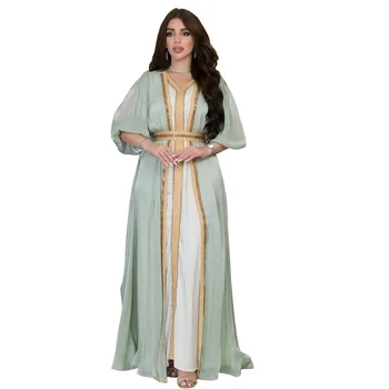 Maroko Pool Kleit Naiste Abaya 3-Osaline Komplekt, Türgi Dubai Moslemi Kleit Kaftans Õhtul Pikad Kleidid Rüü Eid Vestidos Abayas Rüü