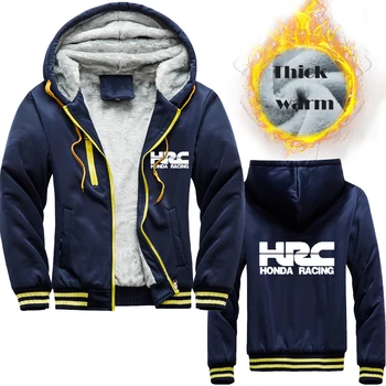 Meeste Jope HRC auto logo print liiga topp tahked värvi Sügis-Talve paks soe Meeste Lukuga kapuutsiga dressipluus mantel