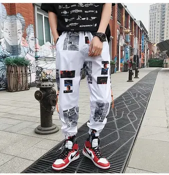 Meeste Lõtv Hip-Hop Püksid, Trükitud Sweatpants, Fashion Street, Personaliseeritud Haaremi Püksid, Harajuku Stiilis Paari Vabaaja Püksid