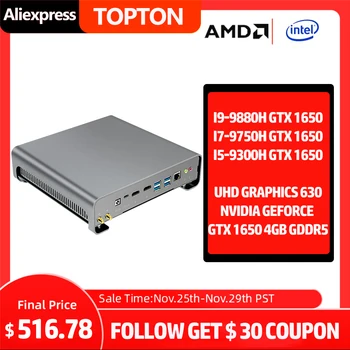 Mini PC Aknas 10 Pro Intel Core I9 9880H i7 9750H 16GB DDR4 512 GB NVMe SSD 4K@60hz Dual HDMI Type C Mini Arvuti Mängude Office