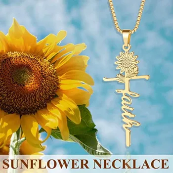 Mood Risti Sun Flower Tähestik Kaelakee Igatsust Lootuse Jumal Sun Flower Õnnelik Eestkostja Ripats Tüdruk Kingitus