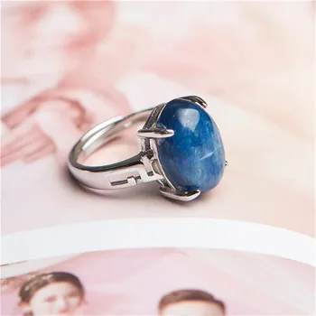 Reguleeritav Ehtne Looduslik Sinine Küaniit, sillimaniit Cat Eye 15*11mm Ring Kivi Rant Naiste Lady Aastapäeva Ring