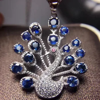 romantiline Peacock Feather looduslik sinine safiir pärl Ripats naturaalne gemstone ripats kaelakee S925 silver tüdruk isikule trahvi ehteid