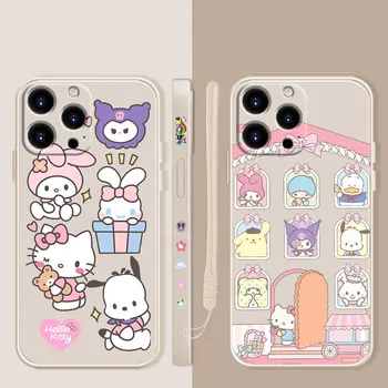 Ruut Vedelik Candy Case Apple iPhone 14 13 12 11 Pro Max 13 12 Mini XS-XR-X 7 8 6 6S Pluss Hello Kitty Kuromi Pere Maja