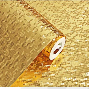 Silver Gold Foil 3D Tapeet Glitter Decor Käsitöö Paber Home Decor elutuba KTV Magamistuba Taust Gold Foil Mosaiik Tapeet