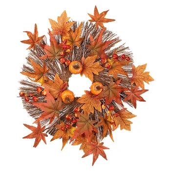Thanksgiving Maple Leaf Pärg Ukse Decor Rippuvad Ripats Vanik Sügis Ukse Ornament Kunstlik Kuulu Pärg