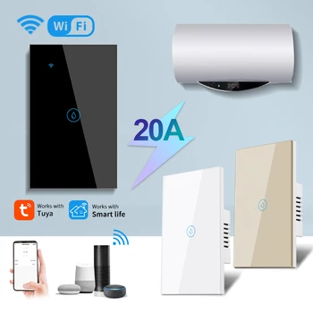 USA Standard 20A, WiFi, Bluetooth boilerite Smart Switch Tuya Smart Home APP Google Alexa hääljuhtimine Touch Panel Wall Lüliti
