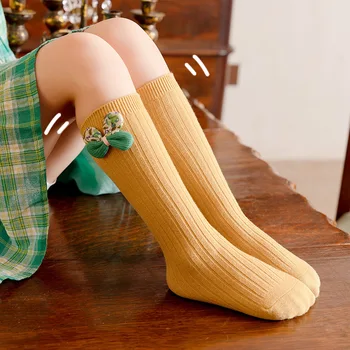 Uus Tüdruk Lapsed Sokid Sügis-Talv Puuvill Vastsündinud Imiku Teise Lapse Põlve Kõrge Vibud Beebi Sokid Lastele Sokk