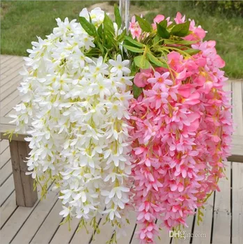 Viis oksa Iga Kimp Kunstlik Rippuvad Orhideed Taimed Võltsitud Silk Flower Viinapuu 5 värvi Pulm Taustaks Partei Teenetemärgi