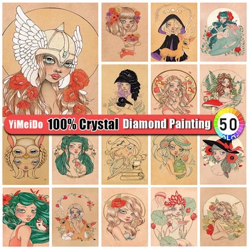 YiMeiDo 100% Kristall Teemant Maali Tüdruk lille Uus 2023 Diamond Mosaiik Cartoon Pilte Müük Kive Hobi Käsitöö