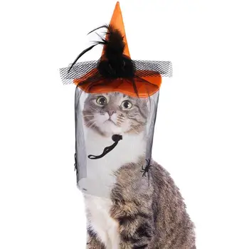 2TK Halloween Pet Müts Festival Kass Nõid Müts Kutsikas Wizard Hat salliga Kass Osapoole Riided Pet Cosplay Kostüüm Koer Rõivad 1