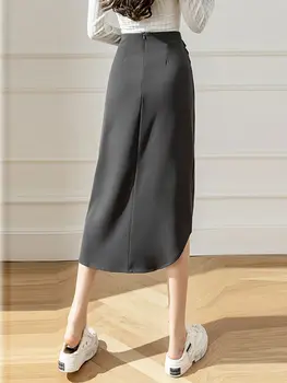 Uus Kevad Suvi Sügis Fashion Ebaregulaarne Ülikond Naiste Seelikud Elegantsed Voldid Bodycon Daamid Kõik-Match-Line Midi Naiste Seelikud 1
